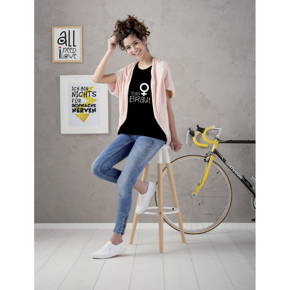 t-shirt, frauen, schwarz, grafik, fitness