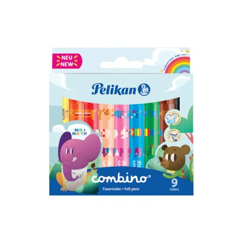 Fasermaler combino super 411, mit Tiermotiven, 9 Farben, 1 mm, sortiert PELIKAN 400191299