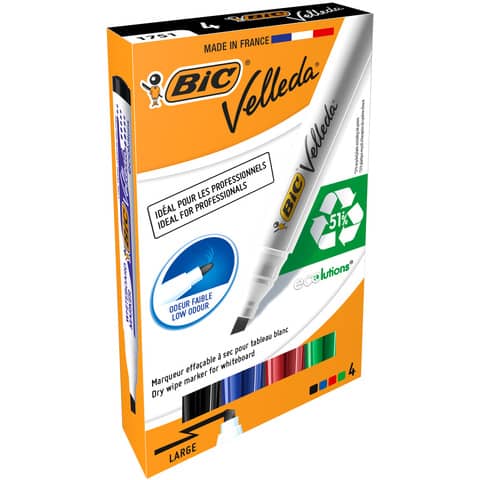 Whiteboardmarker Velleda, Keilspitze, 3,7-5,5mm, sortiert BIC 904950