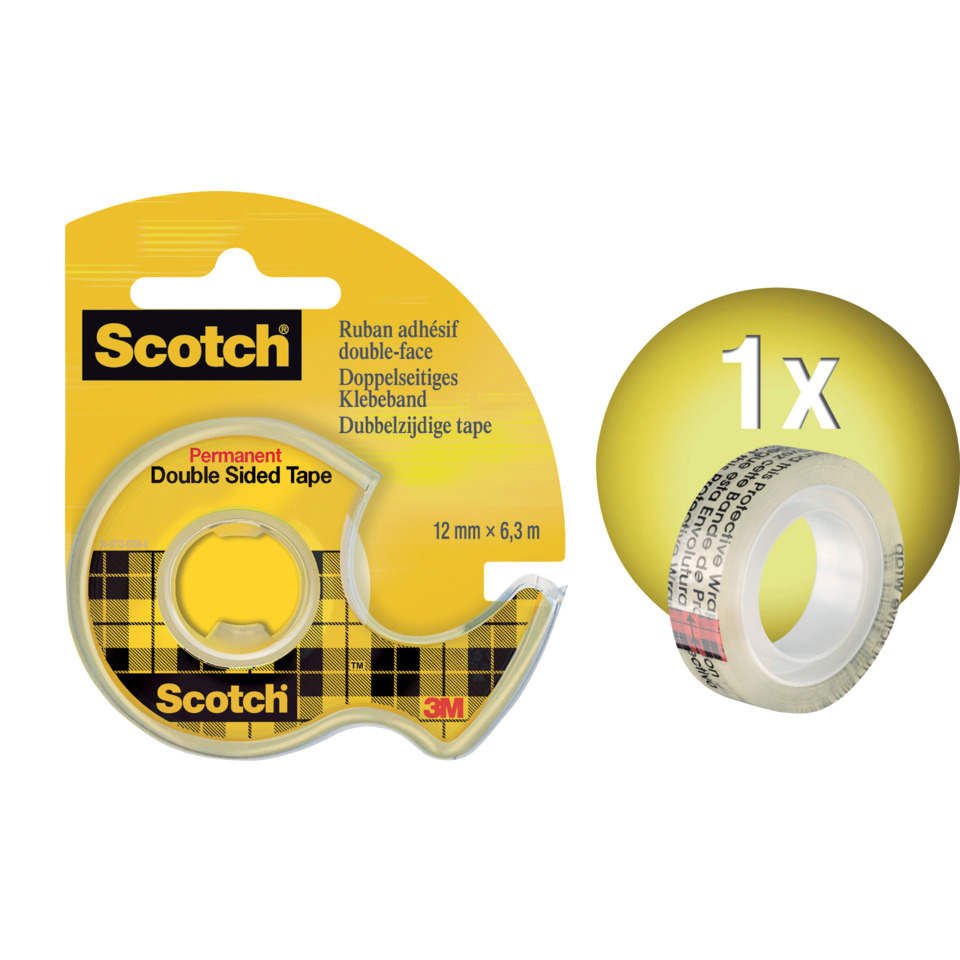 Klebeband, Abroller, Transparent, Doppelseitig, Scotch
