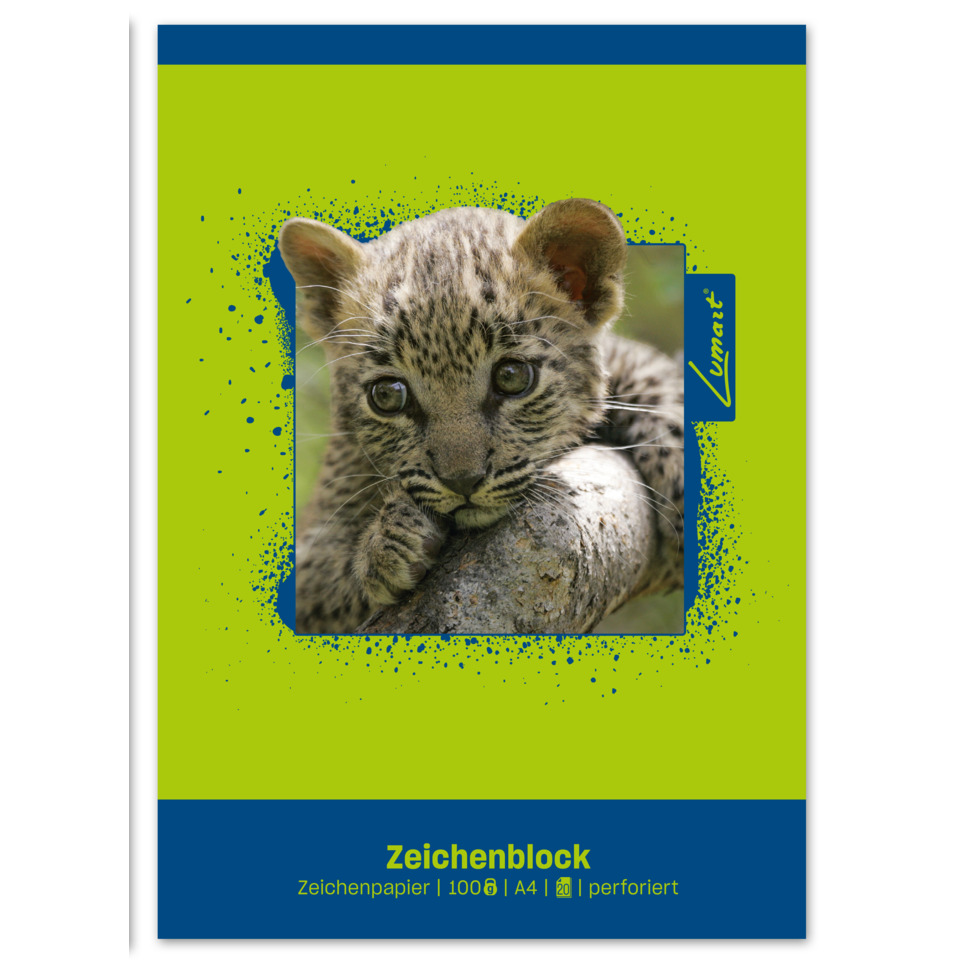 Katzenjunges, Papierblock, Notizblock, Grün, Blaue Akzente