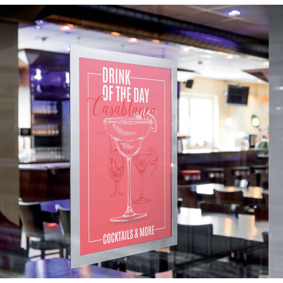 poster, bar, cocktails, außenschild, pink
