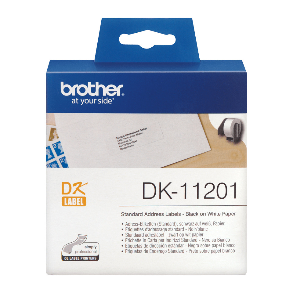 Standard Address Labels, Schwarz auf Weißes Papier, DK-1201, Labeldrucker kompatibel, Avery/DK Etiketten