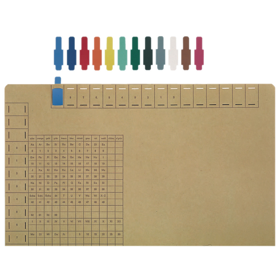 punch card, bunte clips, educatives kit, geteilte tafel, punch card chart