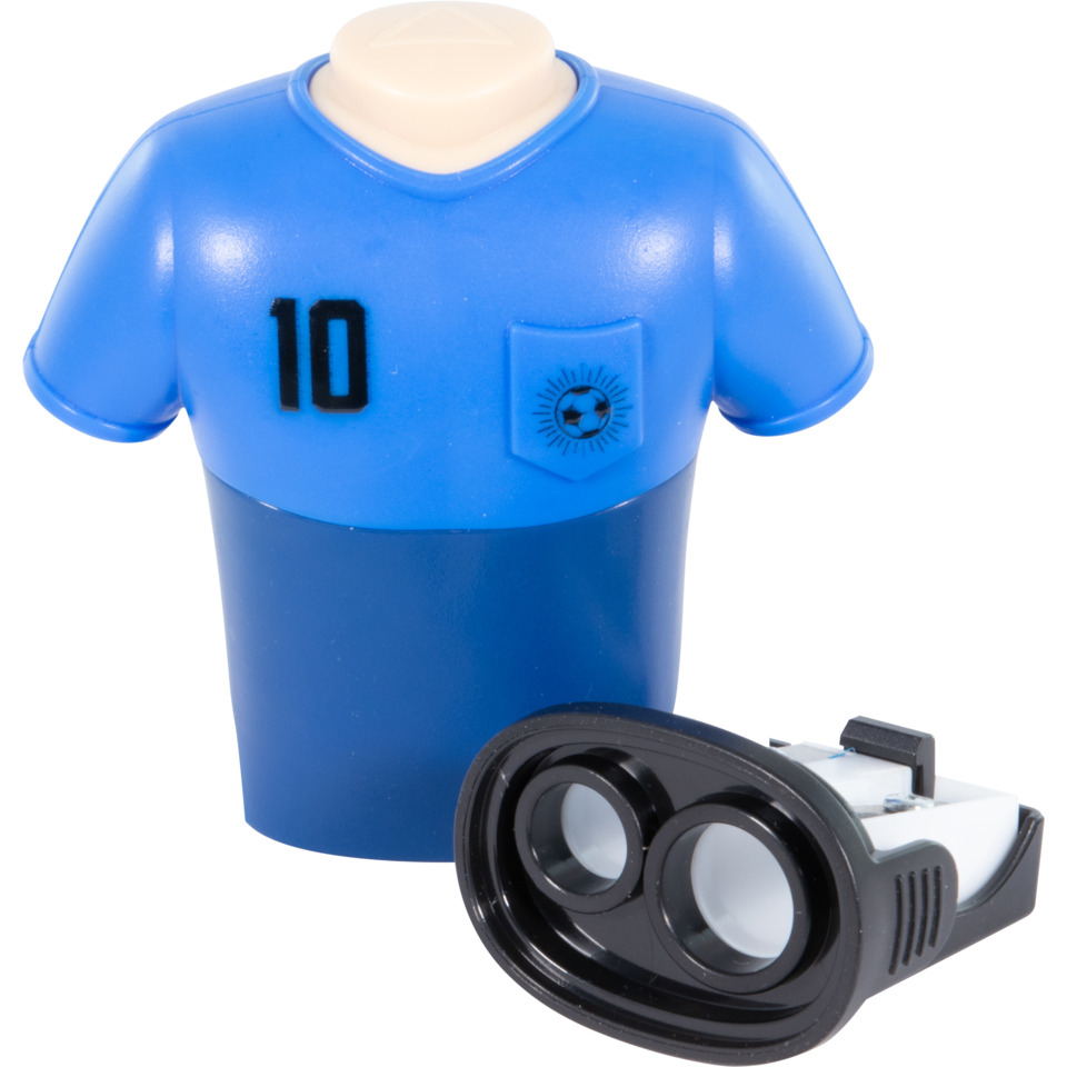 soccer jersey, Toy figure, mini binoculars, blue shirt, number 10