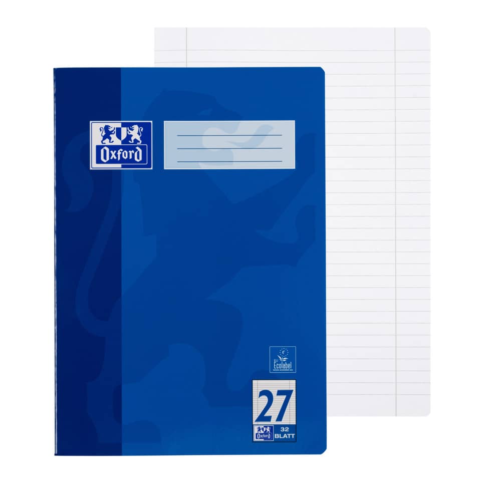Ordner, Notizbuch, Blaues Cover, Linierte Seiten, Oxford, A4, 27 Blätter