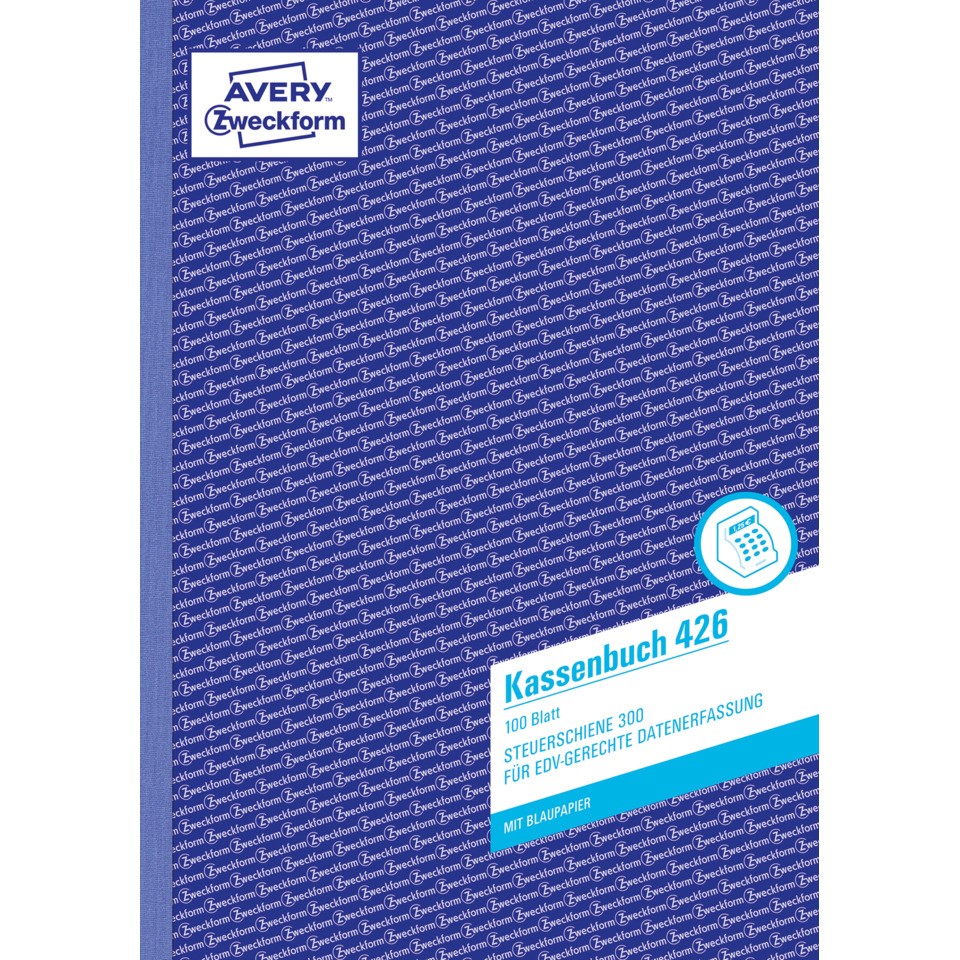 Kassenbuch, 100 Blatt, Steuerschiene 300, Datenfassung, Blaues Muster