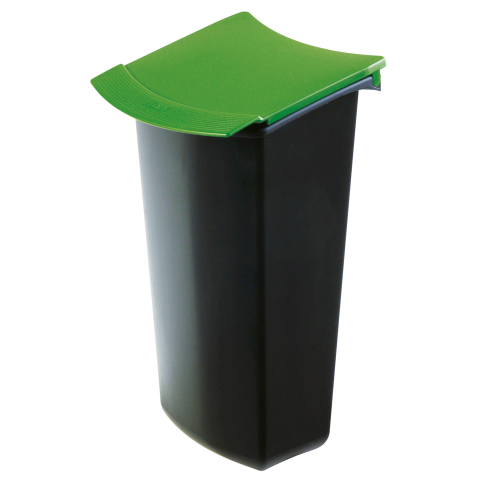 Mülleimer, Abfallbehälter, Schwarz, Grüner Deckel, Küchendeko