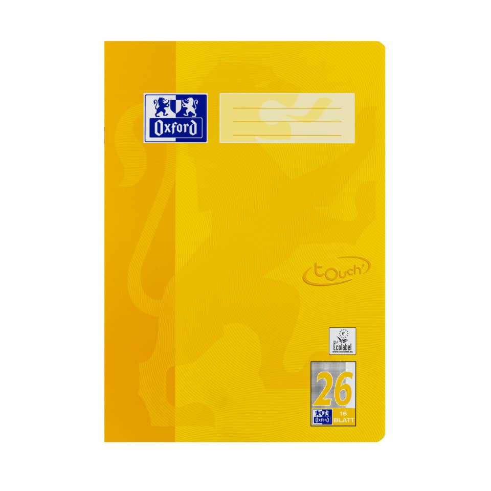 Heft Touch, A4, 90g/m², 16 Blatt, kariert, sonnengelb OXFORD 400104443