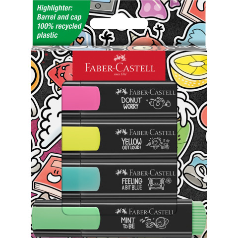Textmarkeretui Graffiti, 4 Stück, sortiert FABER CASTELL 254690