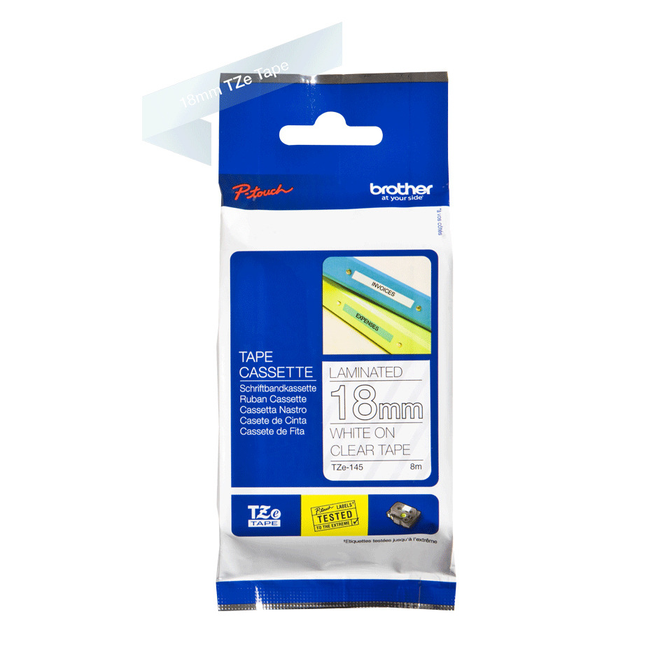 Klebeband, Tape, Laminiert, 18mm, Weißes Klebeband, TZe Tape, Transparent Adhesive, Cassettenbänder, 18mm, Laminiert