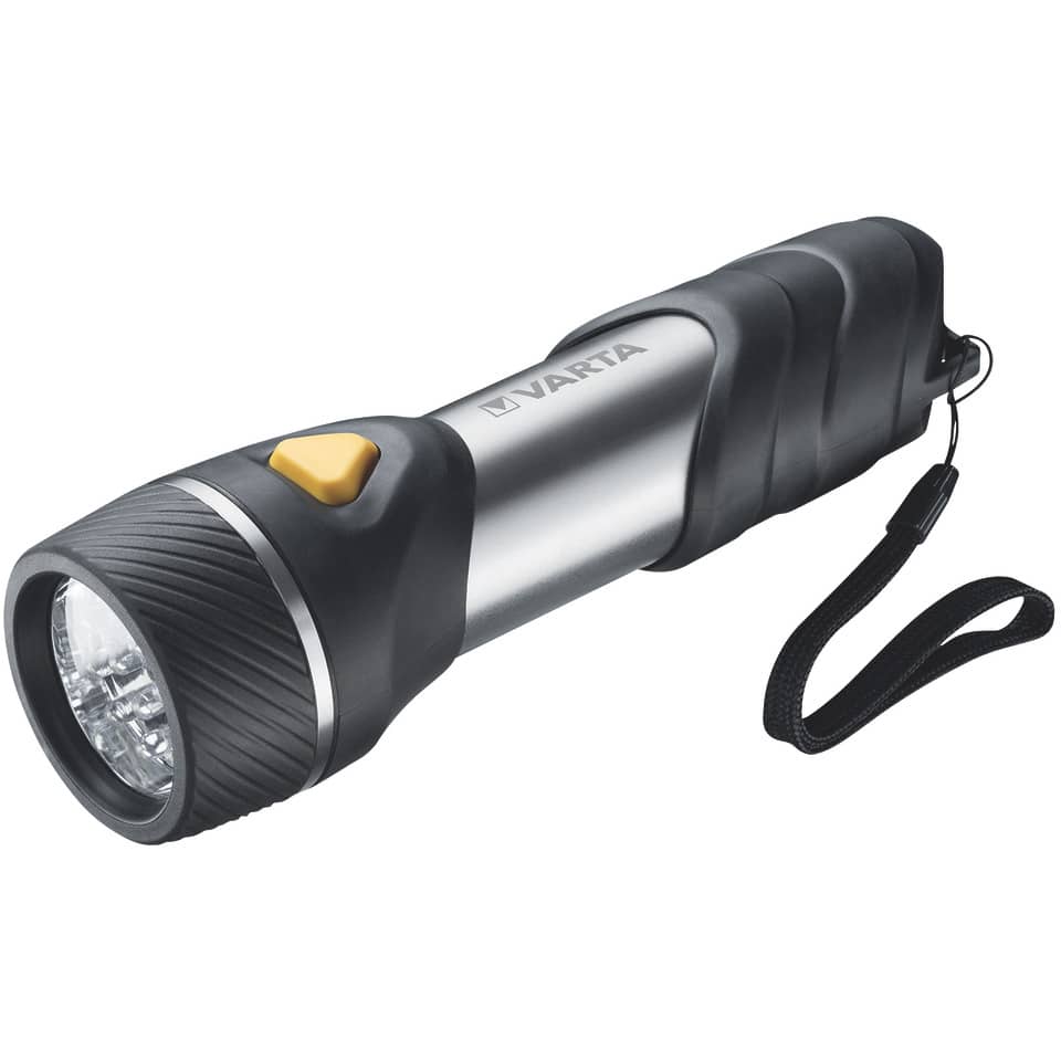 Taschenlampe, LED-Leuchte, Handlampe, Gehäuse Edelstahl, Kordelband
