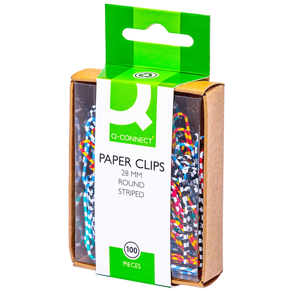 Papierclips, rund, gestreift, 28 mm, 100 Stück