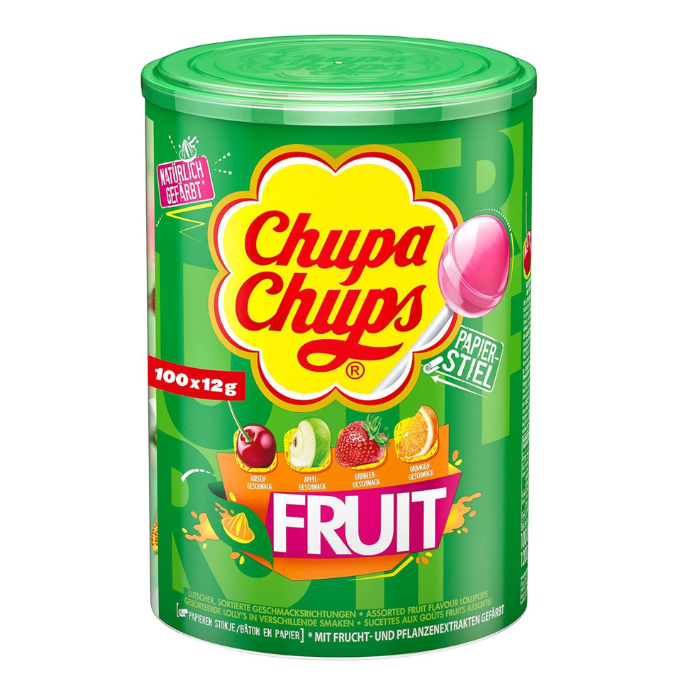 Chupa Chups, Frucht, Lutscher, Dose, Verschiedene Fruchtaromen