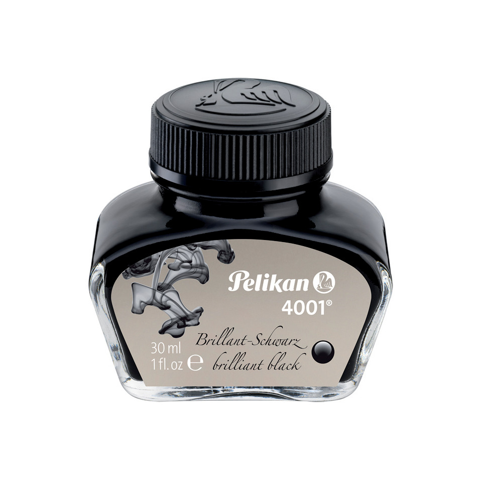 Tintenflasche, Tintenbehälter, Kolbenflasche, Brillant-Schwarz, 30 ml