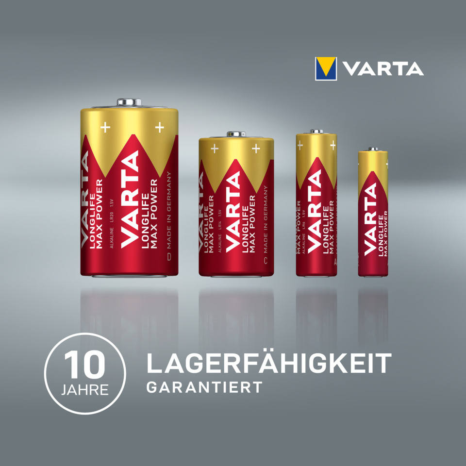 Batterie, Alkaline, Langzeitakku, Max Power, VARTA