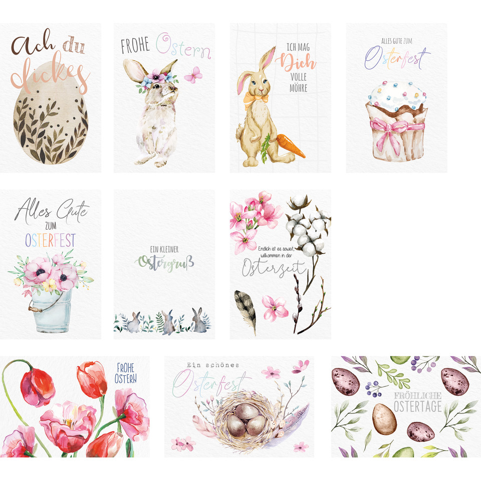 Ostern, Karte, Frühling, Blumen, Eierkorb
