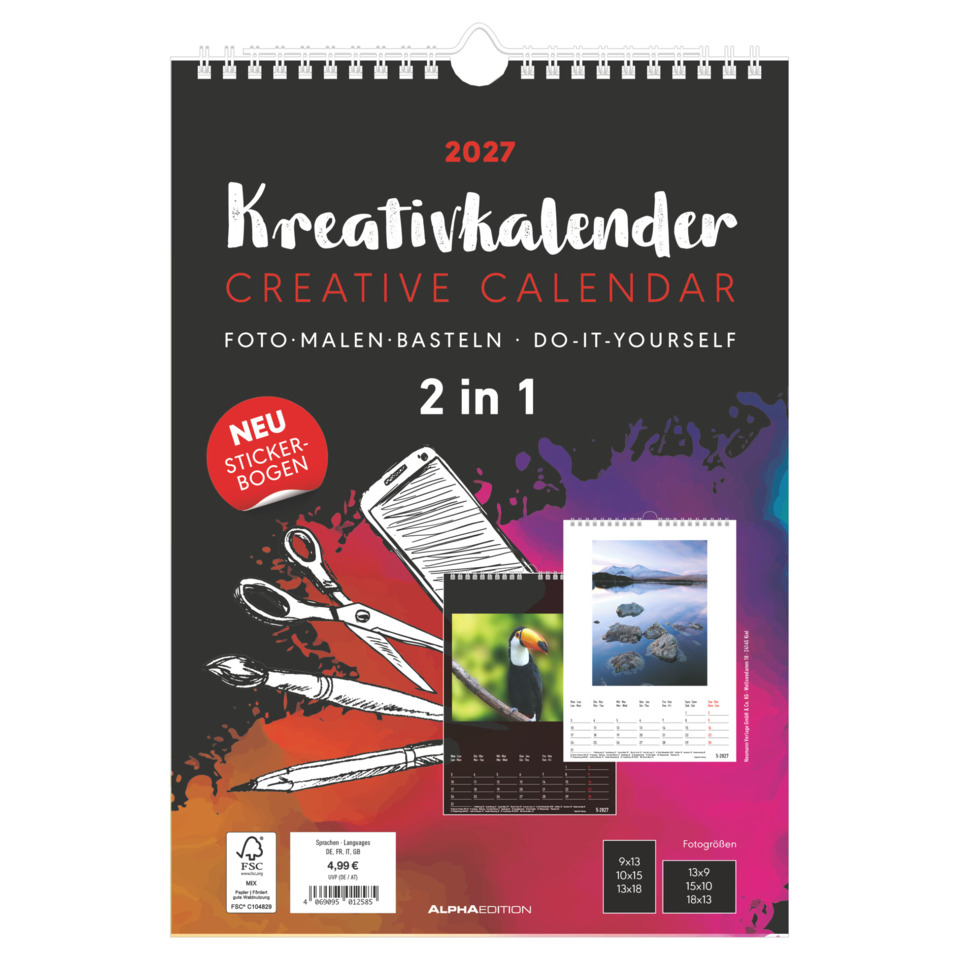 Kalender, Kreativkalender, 2-in-1, Schulungsbedarf, Bastelkalender