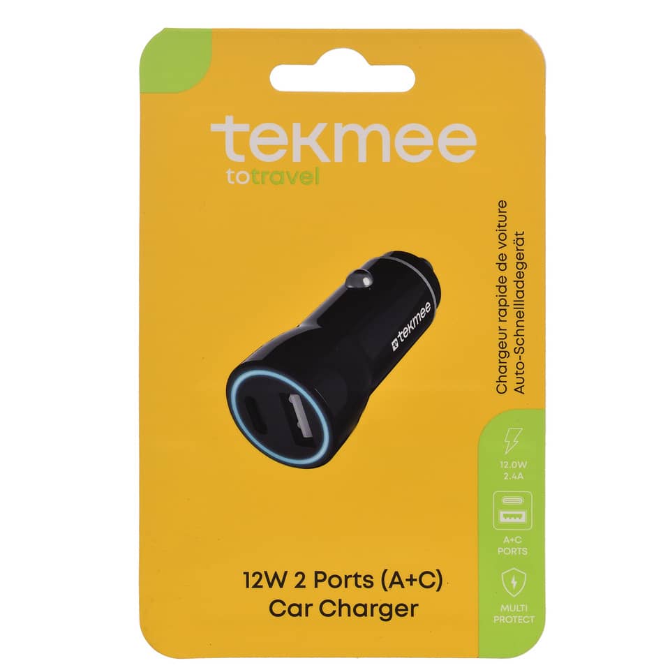 Kfz-Ladegerät, USB-C, 2 Ports, 12W, Autoladegerät