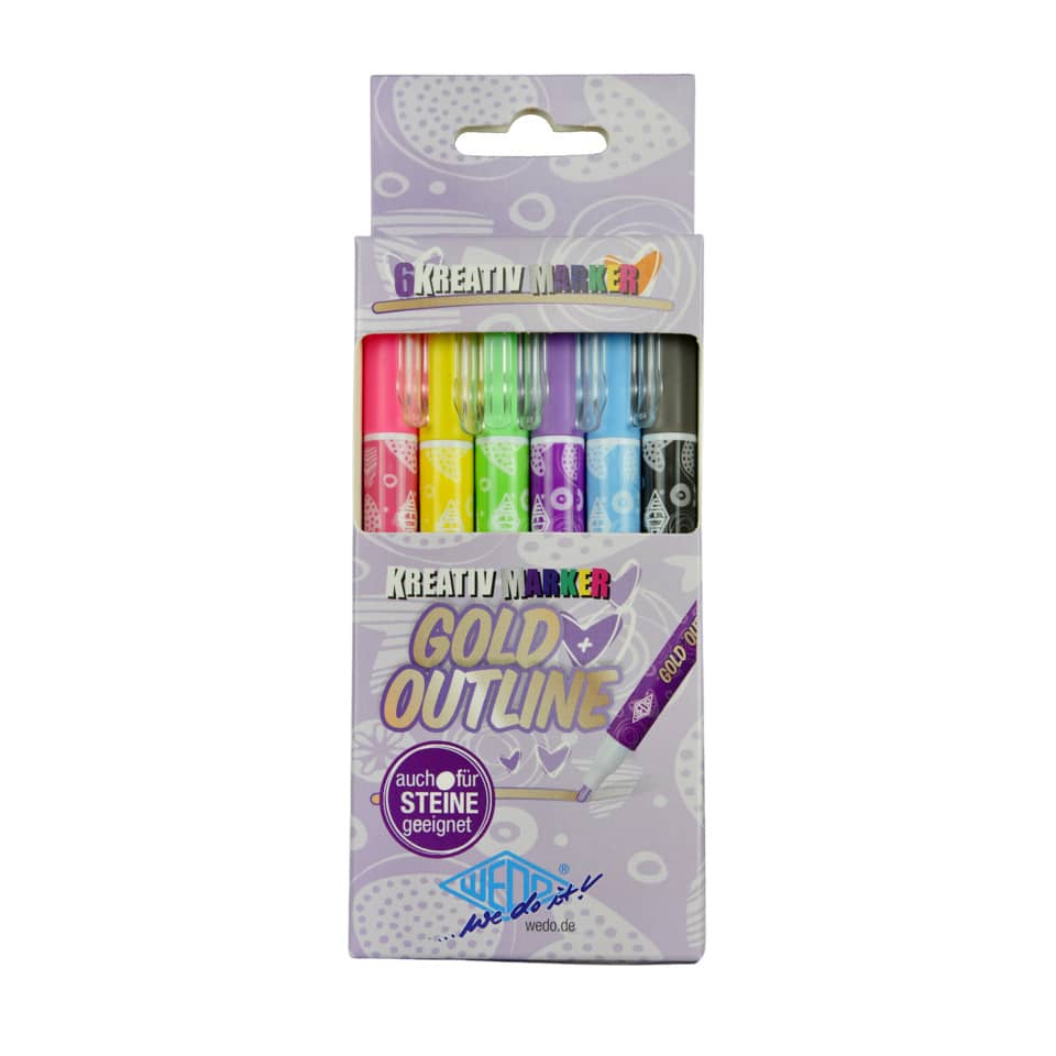 Kreativmarker, Marker, Filzstift, Gold Outline, 6er Pack