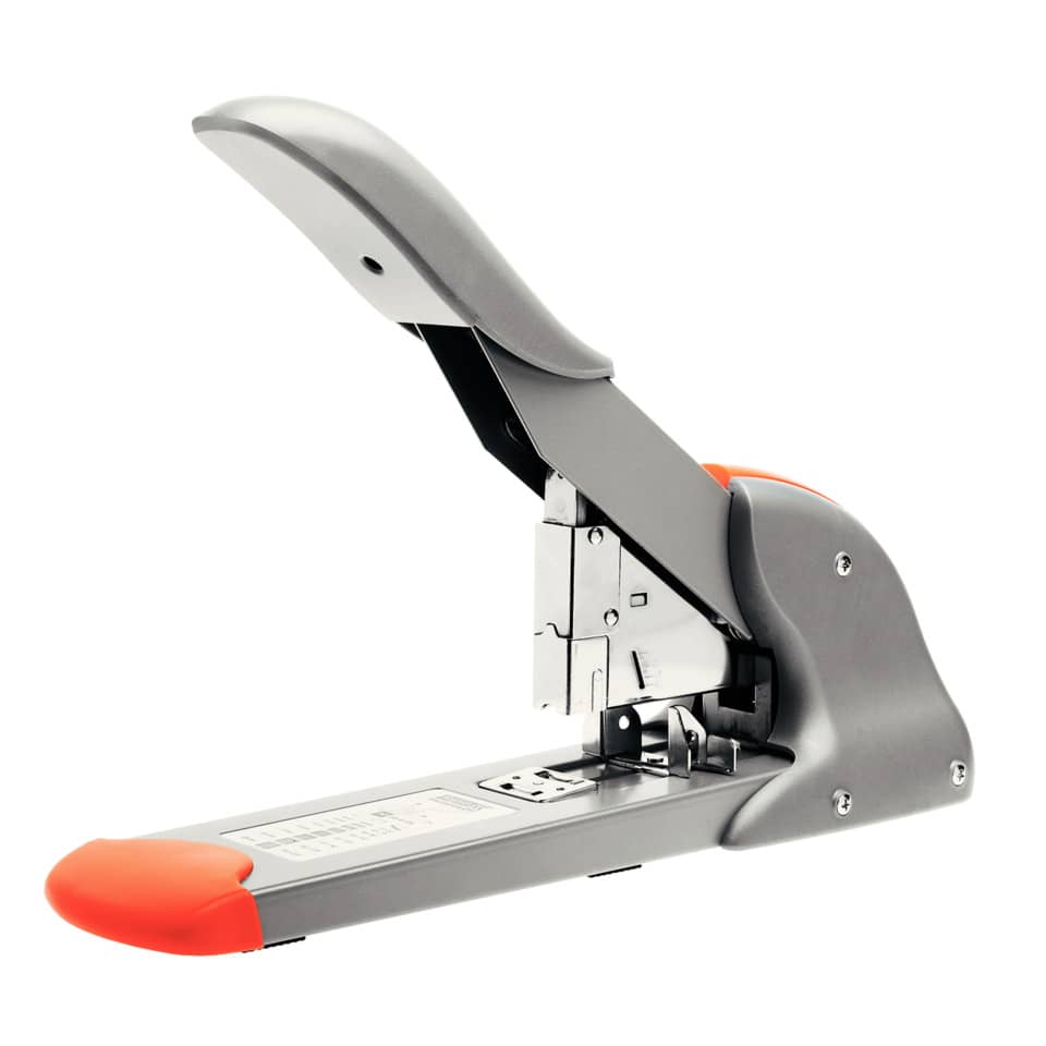 Heftgerät, Klammernhefter, Büroheftgerät, Metall, orange Griff