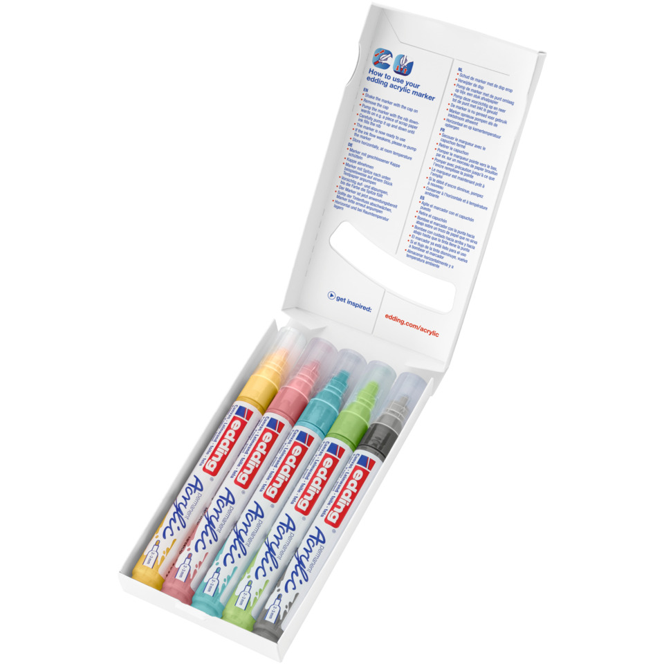 Acrylmarker, Marker-Set, Pastellfarben, Flache Verpackung, Schildermarker