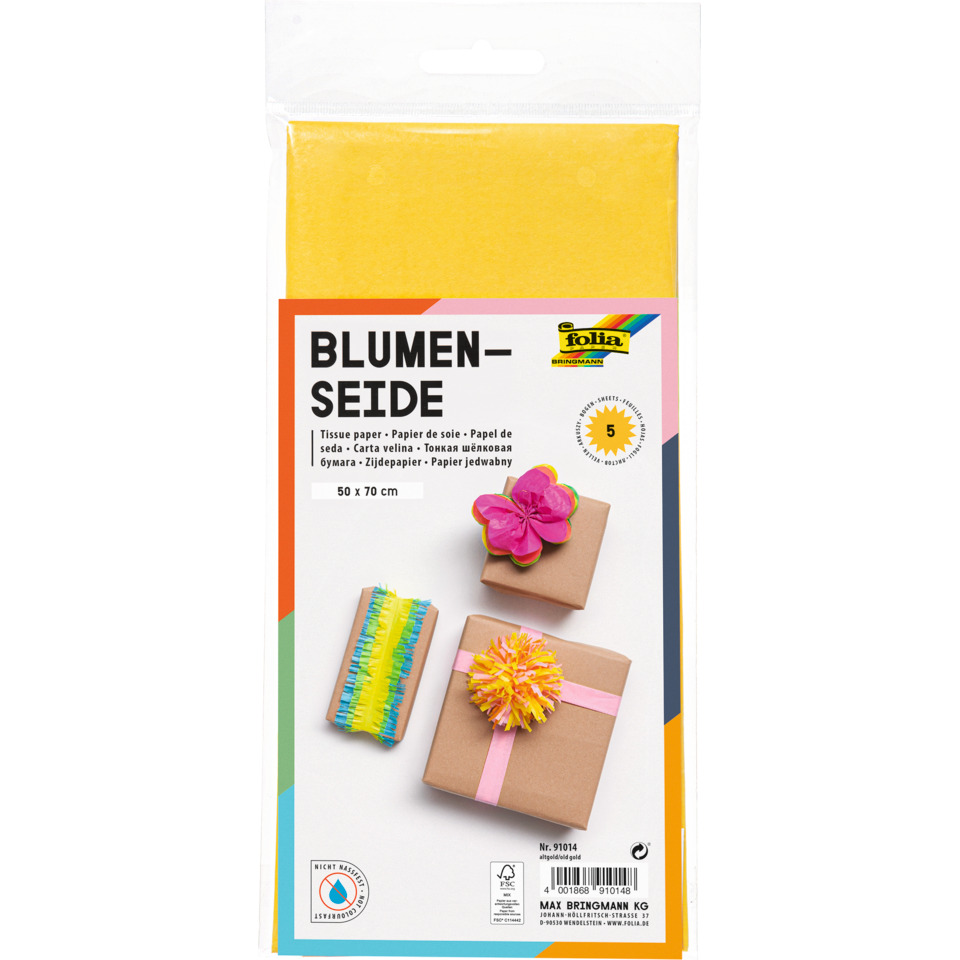Tissue paper, Papier falten, Geschenkverpackung, Blumen-Seide, 50 x 70 cm, Tissue-Papier, Geschenkpapier, Gelber Farbton, 50x70 cm, Verpackungsmaterial