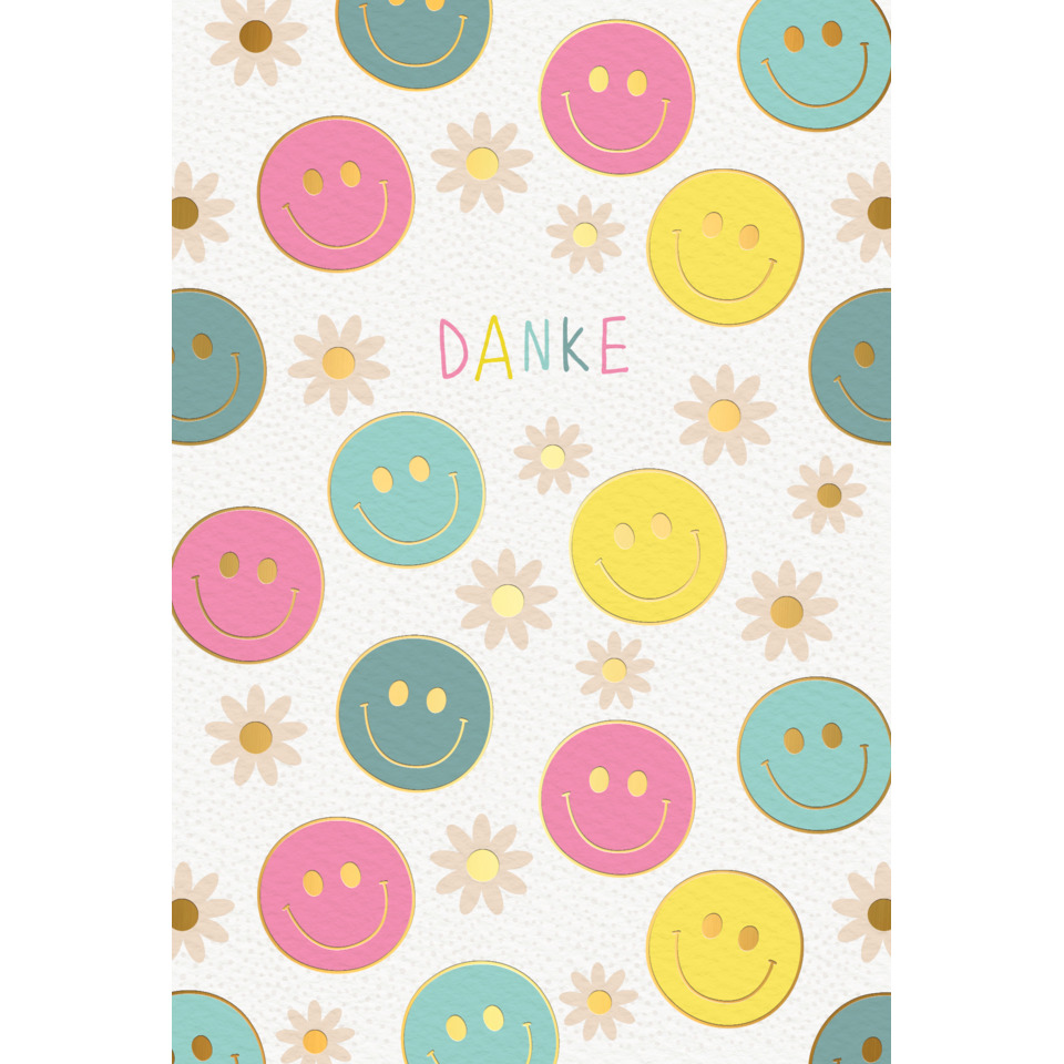 smiley, smiley face, ring pattern, floral, thank you card