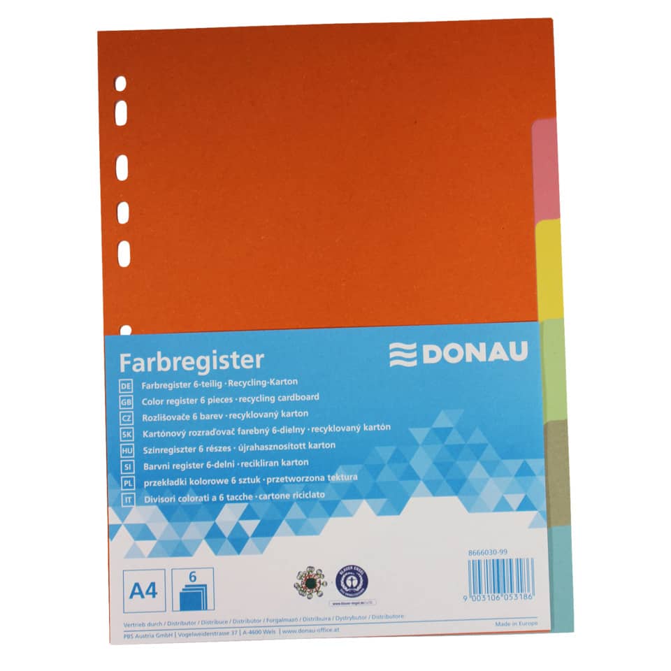 FarbdRegister, Color register, Recycling cardboard, A4, Donau