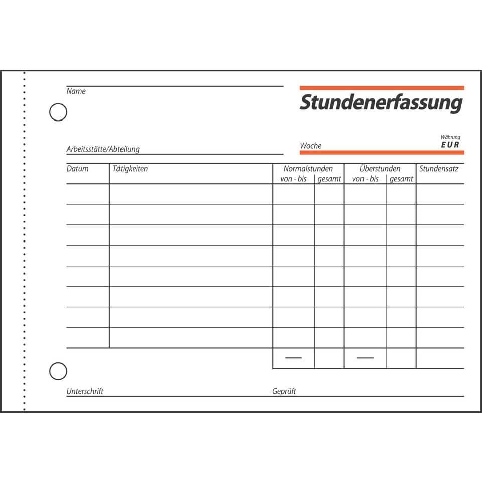 Stundenzettel, Formular, EU-Währung, Arbeitsblatt, Kassiertafel
