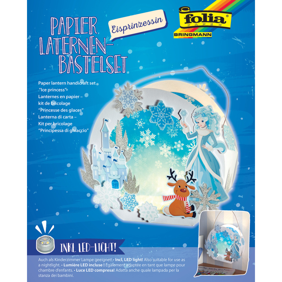 Papierlaternen, Bastelset, Eisprinzessin, Schnee & Eislady, LED-Licht