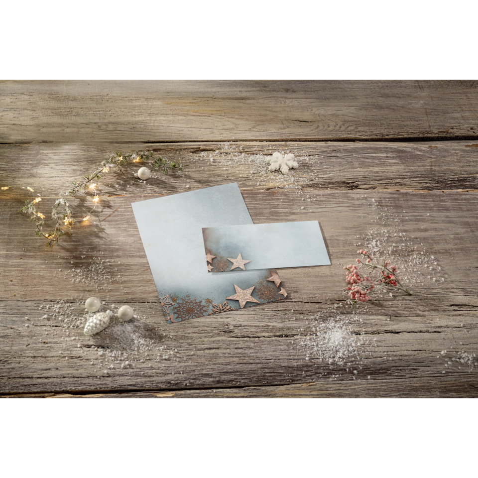 Weihnachtskarten, Karten-Design, Lichterkette, Sterne, Winterdeko