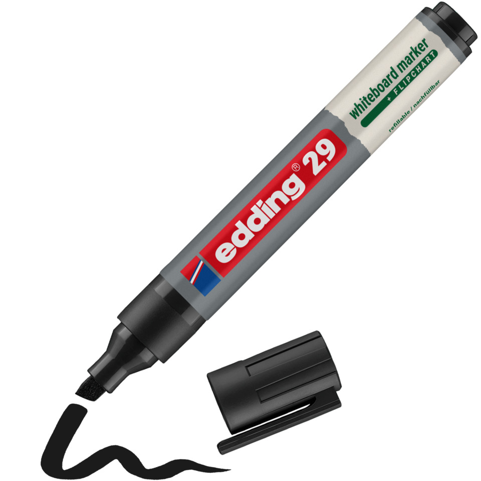 Whiteboard-Marker, Permanentmarker, Doppellippe, schwarze Tinte, mit Deckel ausziehbar