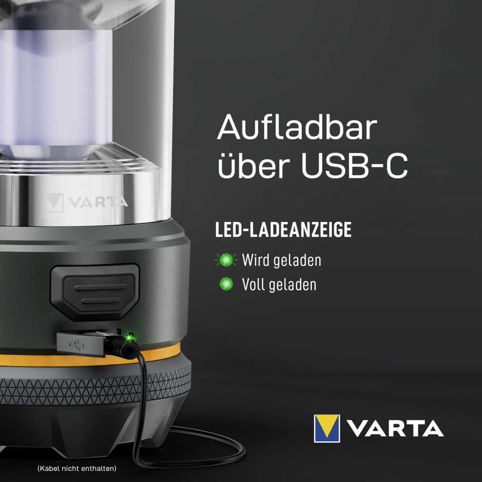 LED-Ladeanzeige, USB-C, Kopflampe, VARTA, Ladeanschluss
