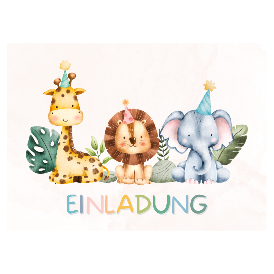 einladung, geburtstag, tierisch, kollektion, party