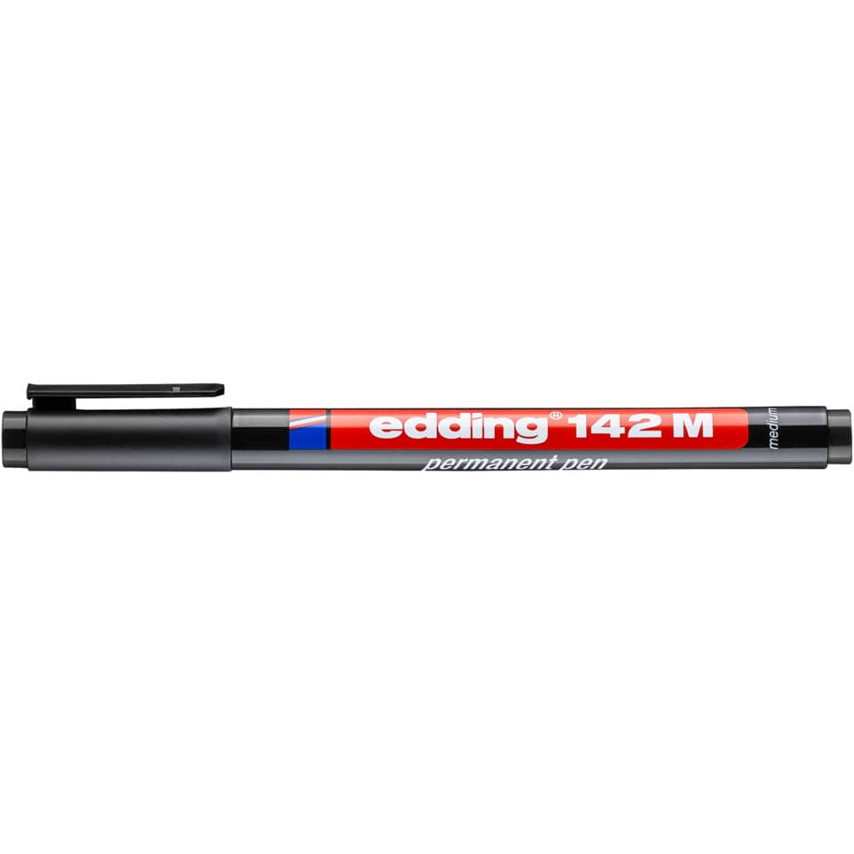 Permanentstift, Marker, Schwarzer Körper, Rote Beschriftung, Edding 142 M