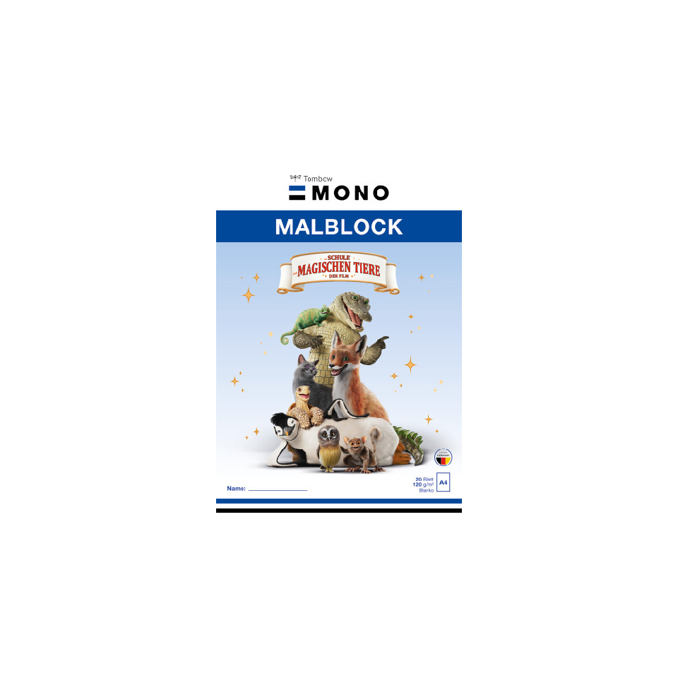 Malblock, Schulblock, Tierillustration, Magische Tiere, Buntes Comic
