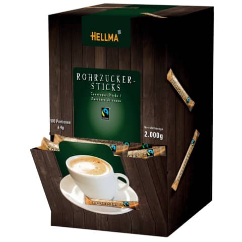 Zuckerstick Fairtrade Rohrzuck, 500x4g HELLMA 60107615