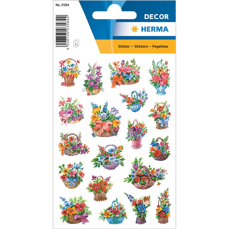 stickers, blumen, körbe, blumenkunst, deko