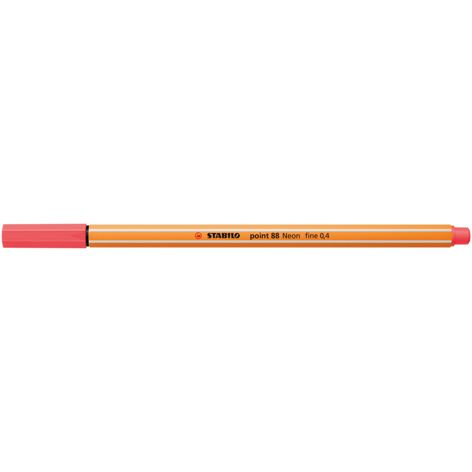 Marker, Kappe pink, Orangener Korpus, Doppelspitze, STABILO point 88 Neon