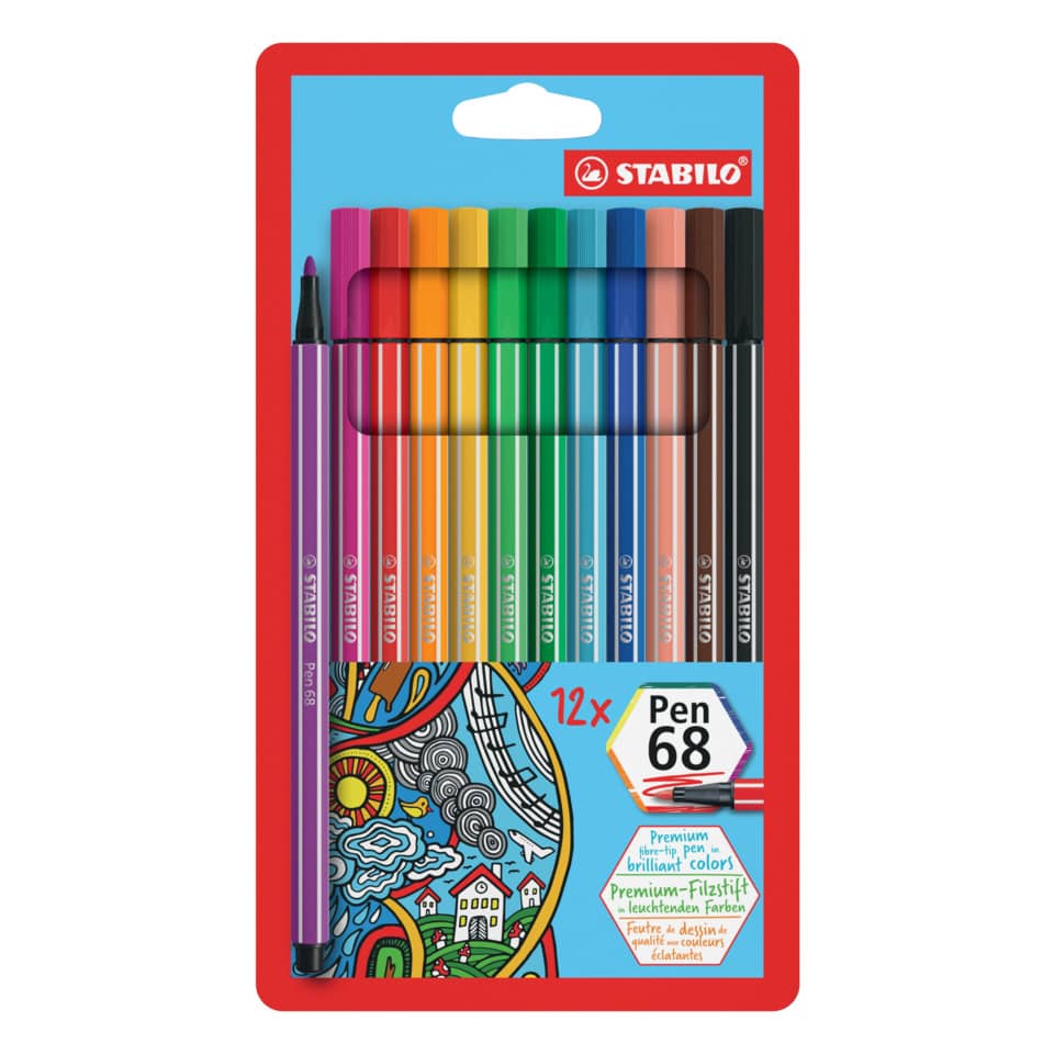 buntstifte, set, 12x, filzstifte, stabilo