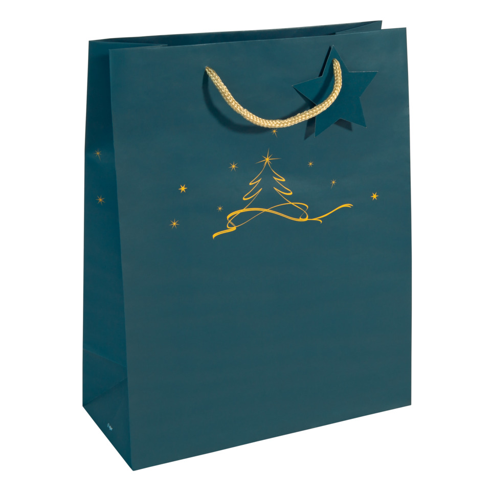 Geschenktüte, Weihnachtsmotiv, Sternenmotiv, Goldene Linie, Star-Aufkleber