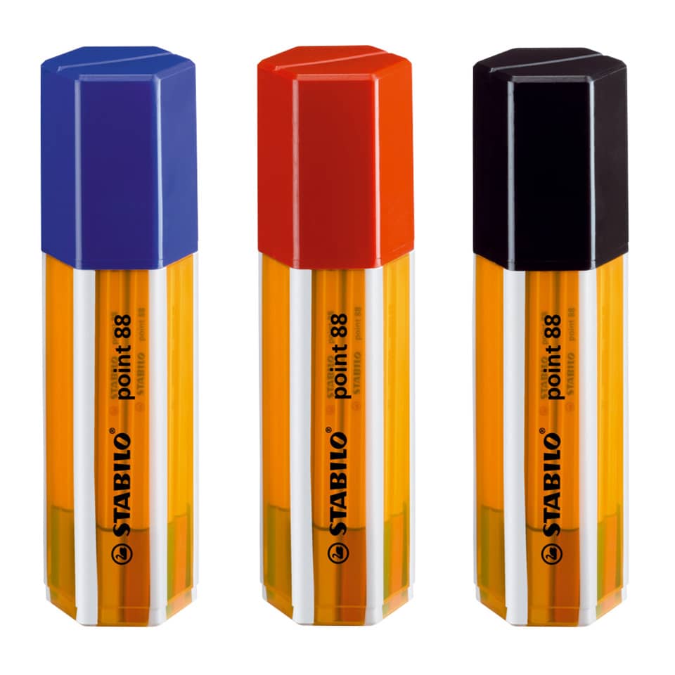stift radiergummi, marker, bleistiftspitzer, farbige kappen, 3er-pack