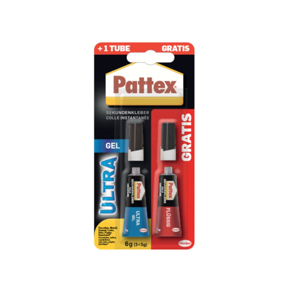 Kleber, Sekundenkleber, GEL, Pattex, Klebstoffpackung