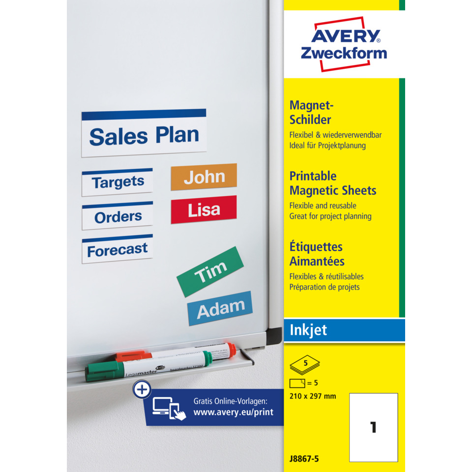 Magnetische Blätter, Whiteboard, MarkeStifte, Etiketten, Avery