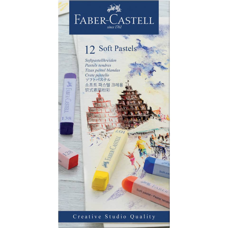 Softpastellkreiden, Pastellkreiden, Farbstifte, 12 Farben, Künstler-Set