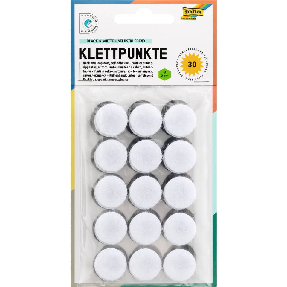 Klettpunkte, Selbstklebend, 2 cm, Punkte, Haftmittel