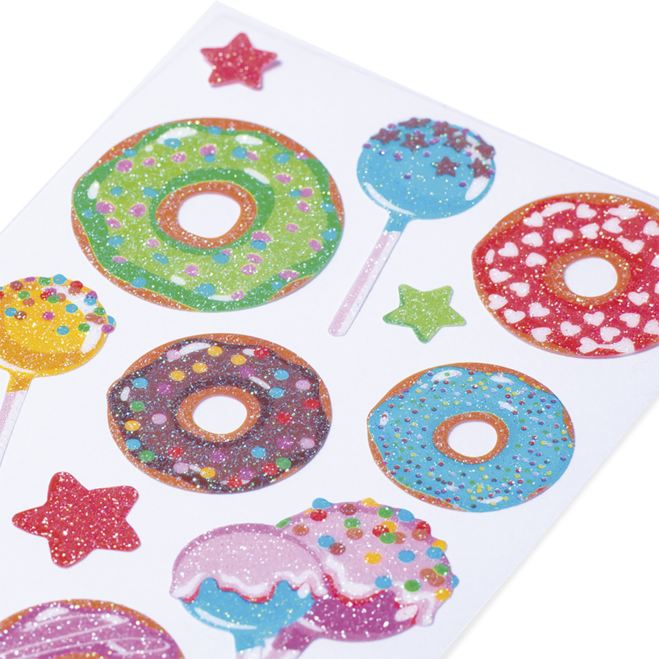 donut, donut sticker, glitter, sweets, lollipop