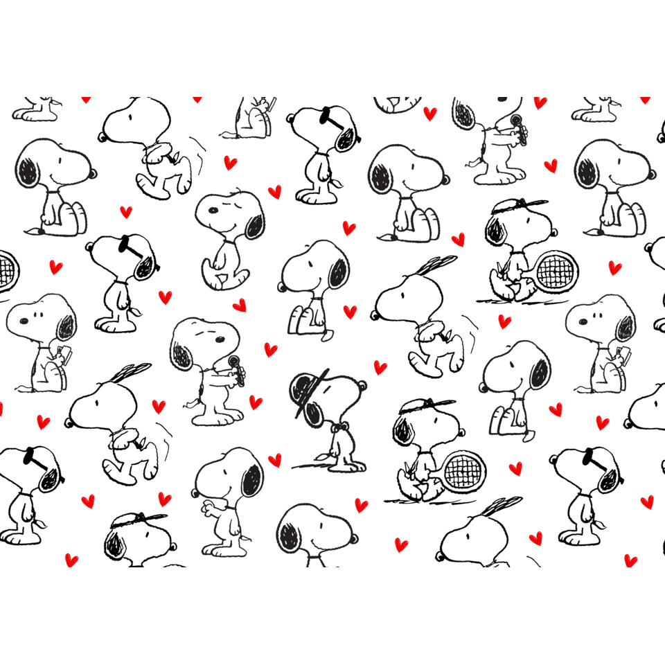 Snoopy Muster, Herzen, Schwarz-Weiß Zeichnung, Cartoon Hund, Tennis Ballers