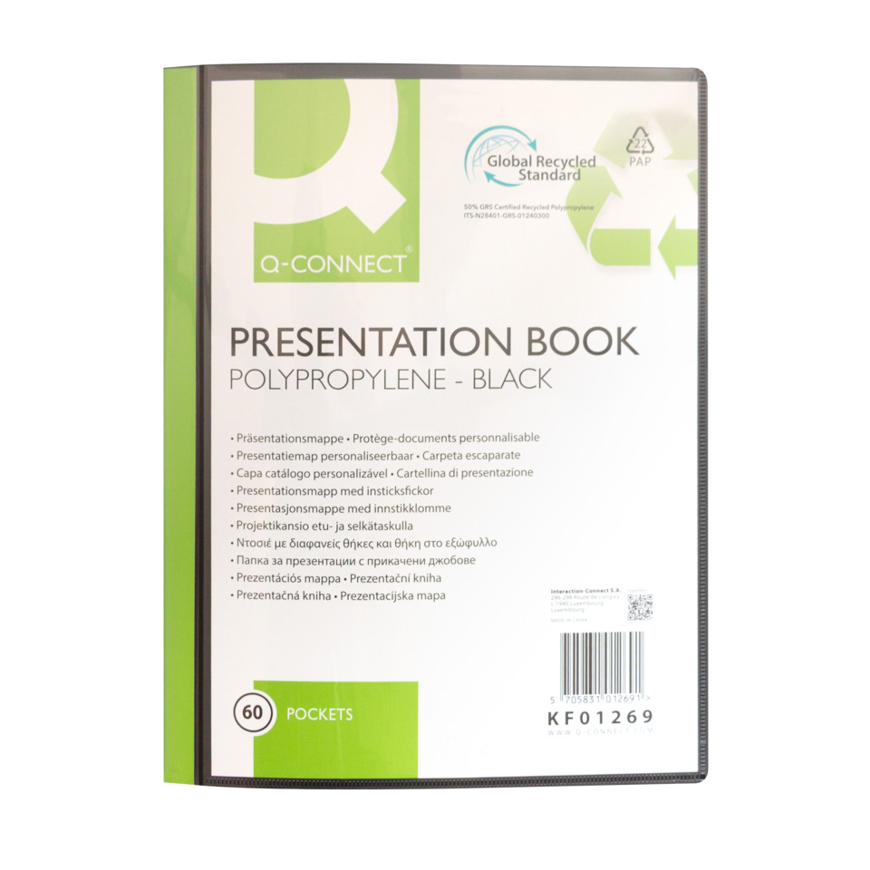 Präsentationsbuch, Polypropylen, Schwarz, Taschen, 60 Taschen
